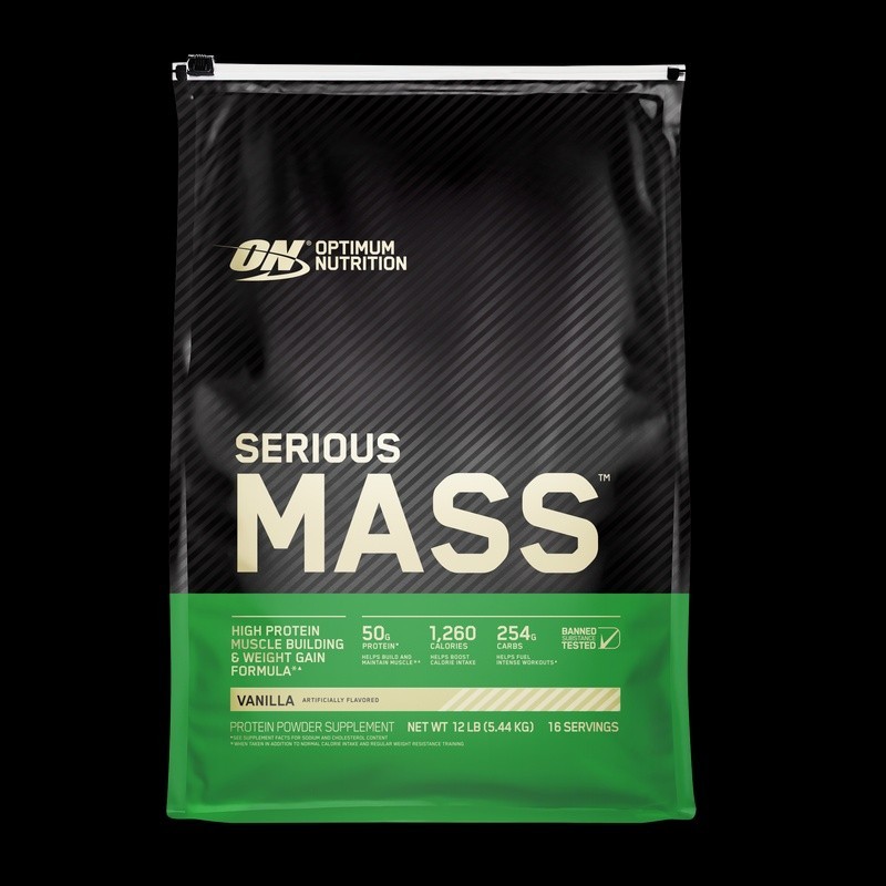 OPTIMUM NUTRITION SERIOUS MASS! Vanilla 12 lbs 01/2024 Creatine Glutamine BCAA