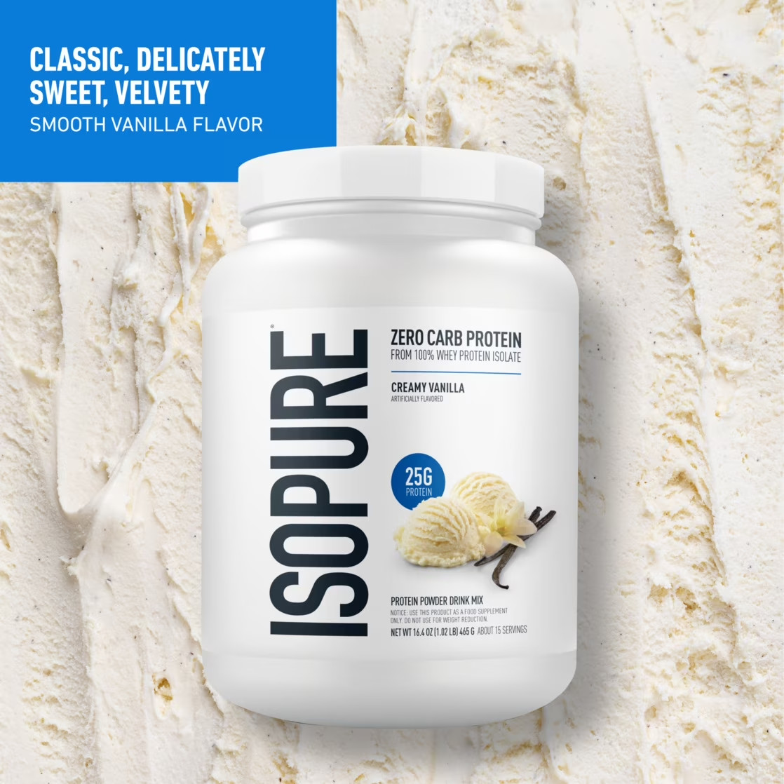 Isopure Zero Carb 100% Whey Protein Isolate Vanilla Protein Powder, 25g, 1 Lbs