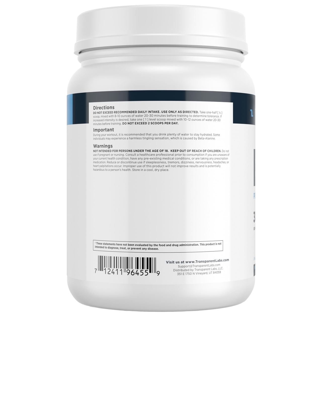 Transparent Labs Bulk Pre Workout Supplement 30 Servings Energy & Performance