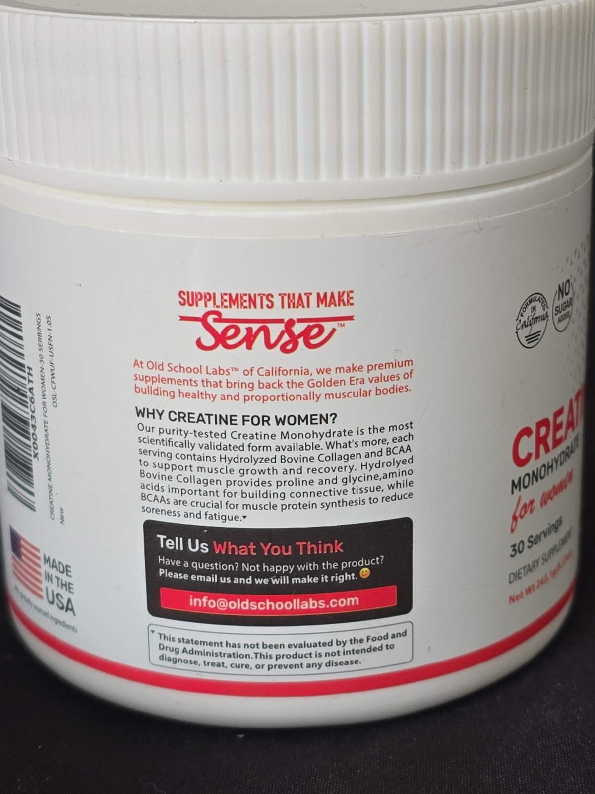 Old School Labs Creatine Monohydrate for Women 243g 8.57oz Unflavored Powder NEW