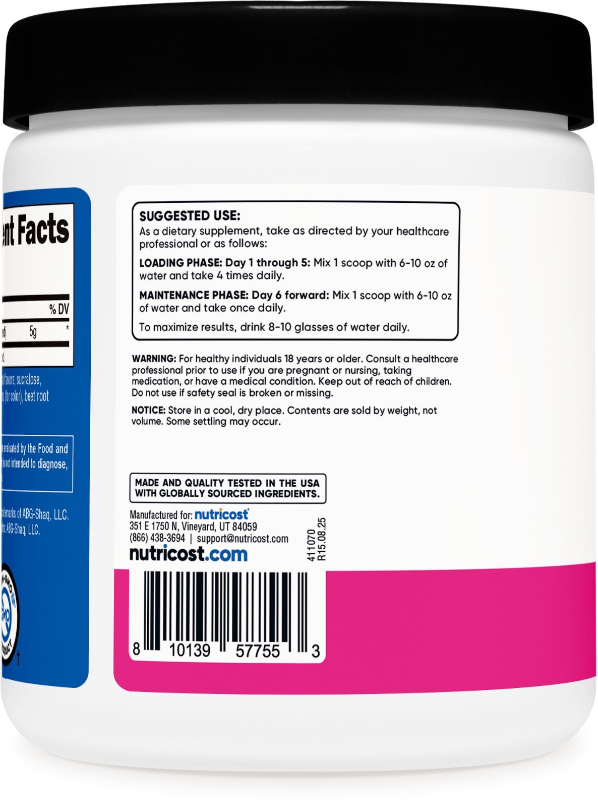 Nutricost Creatine Monohydrate Powder (Shaq’s Berry Blast, 300 Gram) – GMO-Free