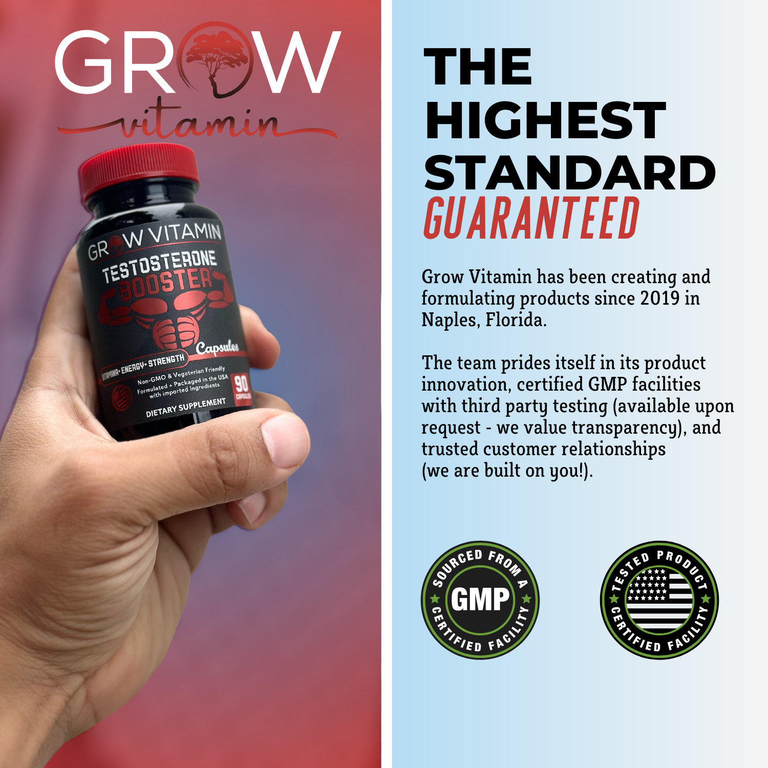 Strongest Testosterone Booster Men Performance, Libido Stamina Energy Pills 90ct