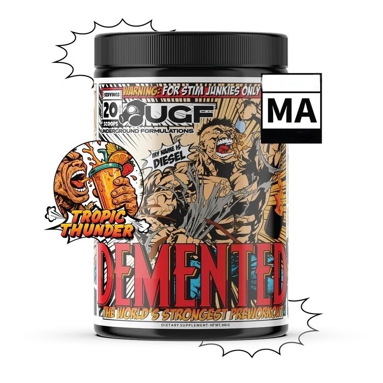 Demented Underground Formulation High Stim Pre-Workout Flavor Tropic Thunder