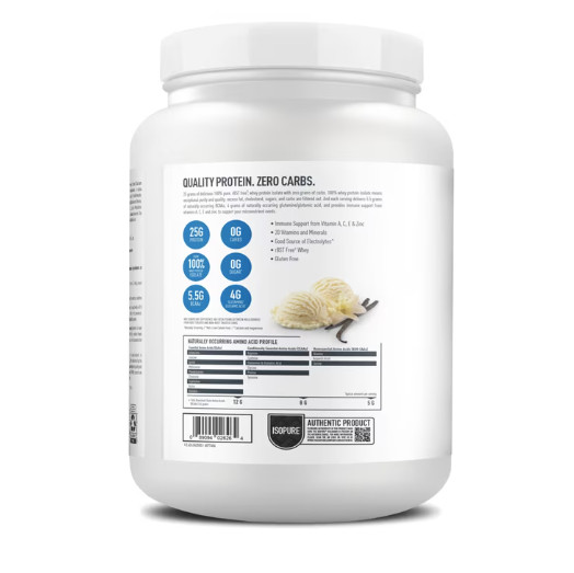Isopure Zero Carb Whey Protein Isolate Vanilla Powder 25g Protein 15 Servings