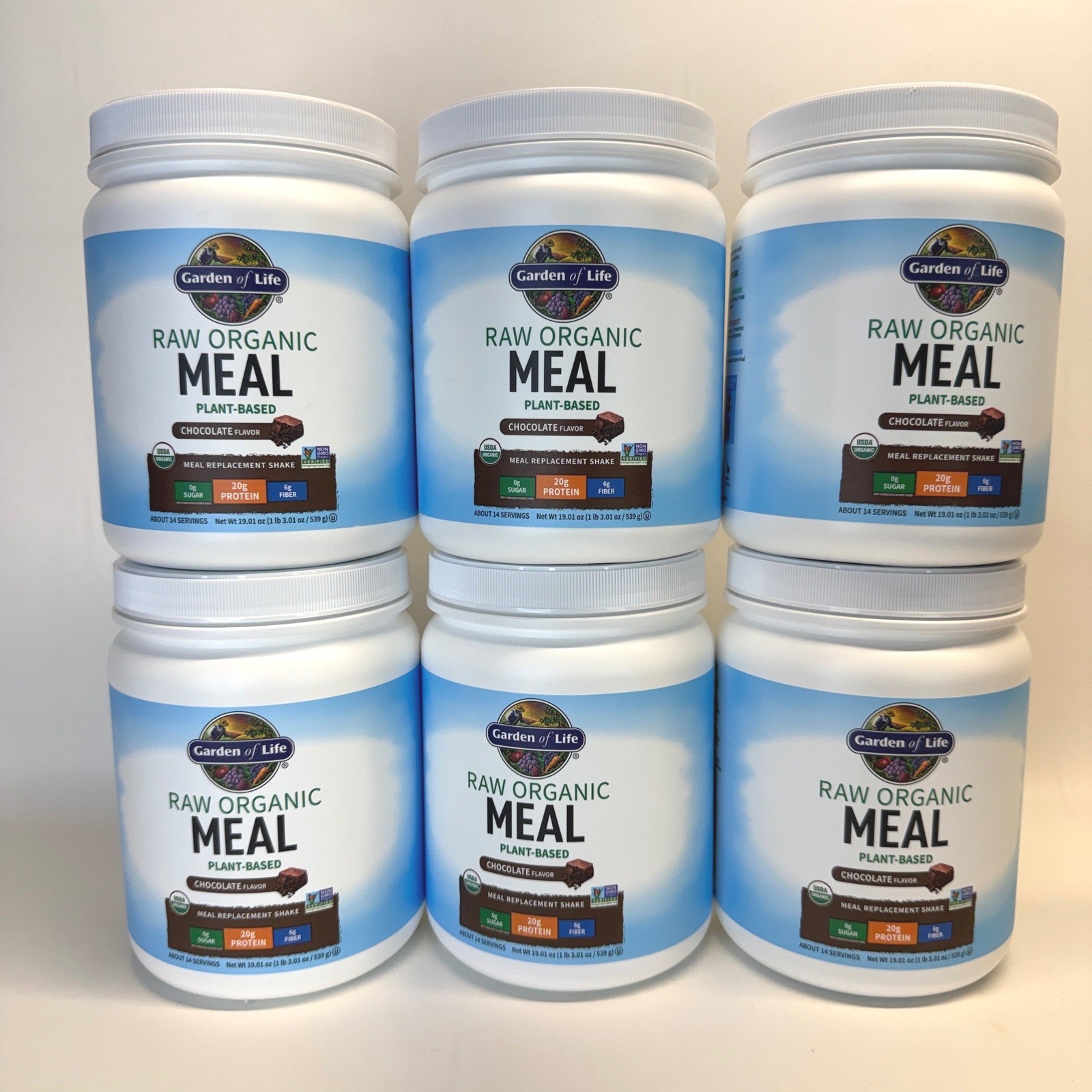 Garden of Life Raw Organic Meal Chocolate 6 Pack Plant Based Protein Shake