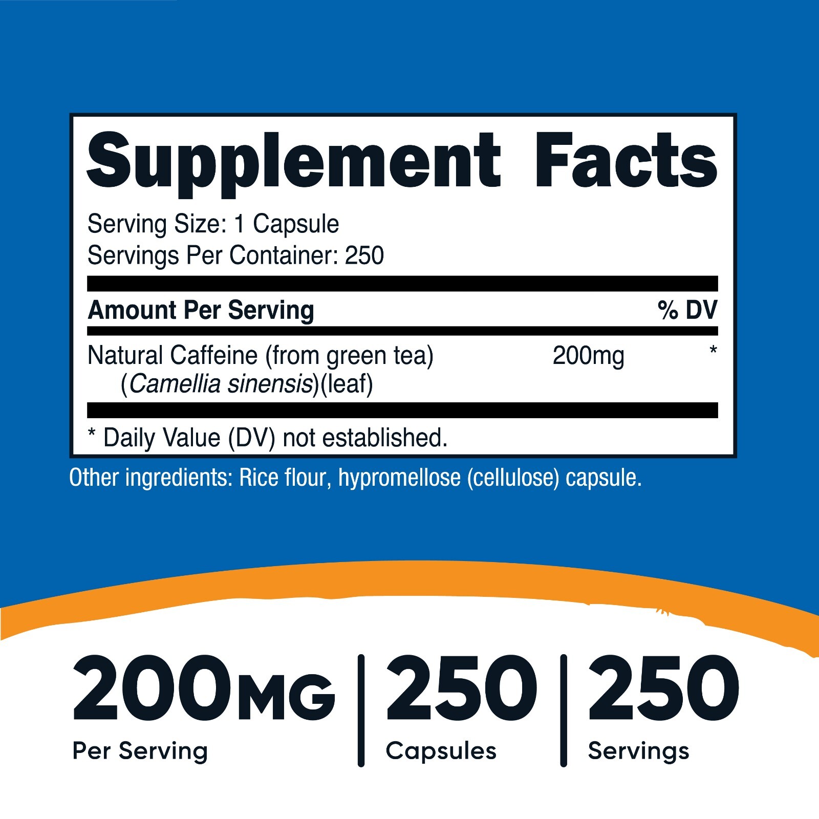 Nutricost Natural Caffeine 200mg, 250 Vegetarian Capsules – Gluten Free, Non-GMO