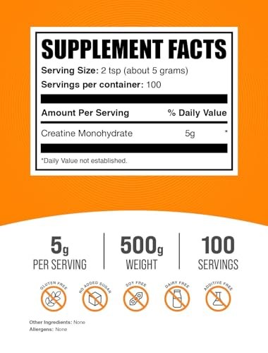 Creatine Monohydrate Powder 500g Micronized Unflavored Gluten Free