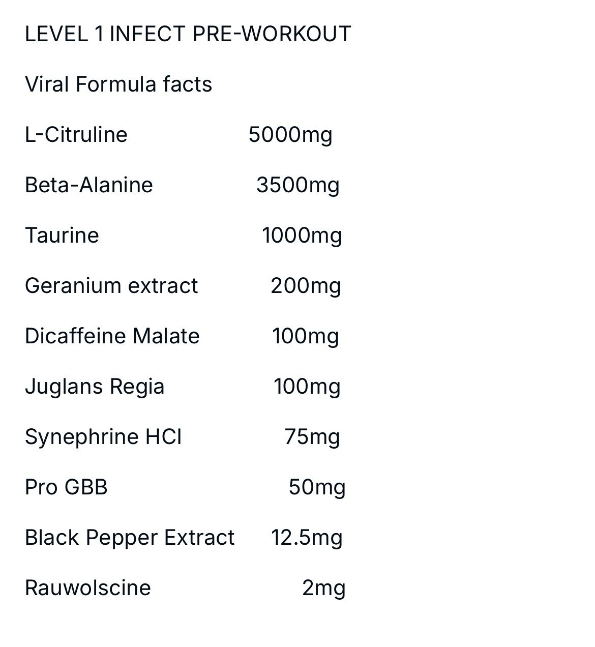 Level 1 INFECT Psychedelic Pharma High Stim Pre-Workout