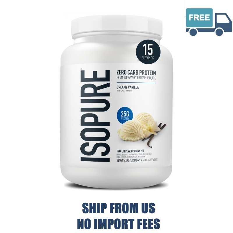 Isopure Zero Carb 100% Whey Protein Isolate Vanilla Protein Powder, 25g, 15 Serv