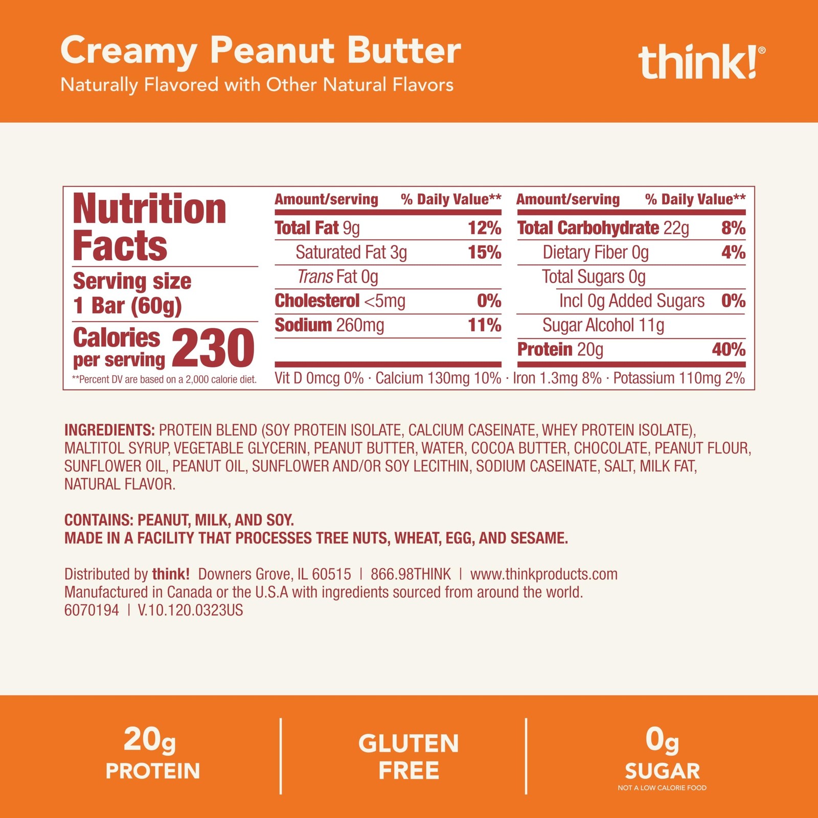 think! Protein Bars, High Protein Snacks, Gluten Free, Kosher Friendly, Cream…