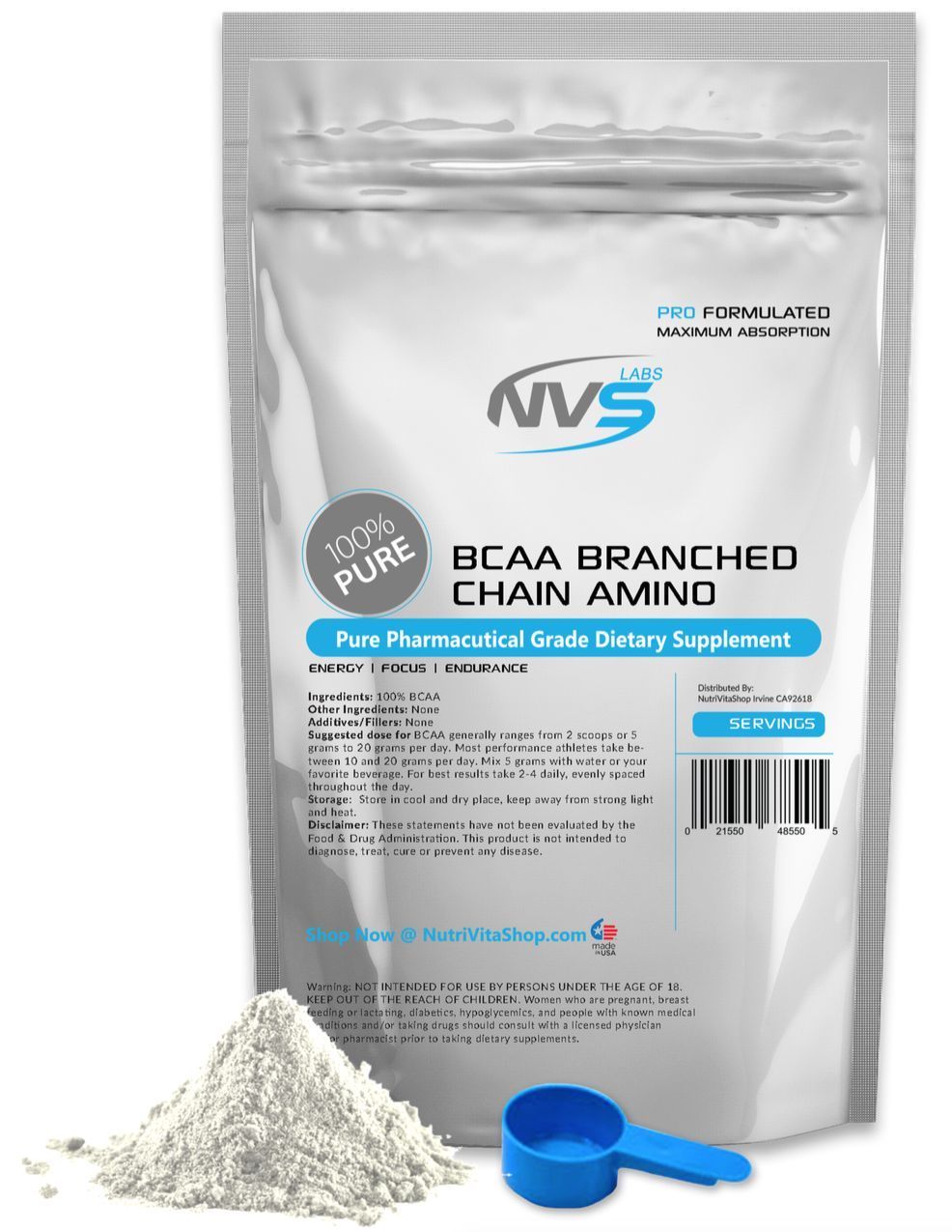1.1 lb 500g FREE FORM BCAA AMINO ACID L-VALINE L-LEUCINE L-ISOLEUCINE POWDER