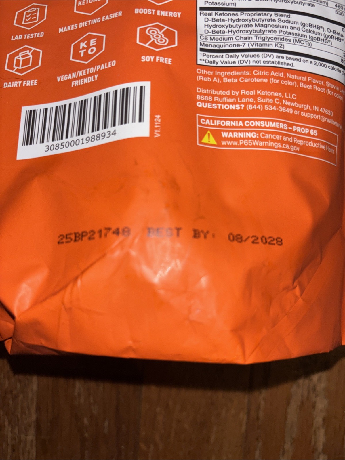 Real Ketone ELEVATE orange Flavor, Value Pack 30 Packets EXP 08/2028