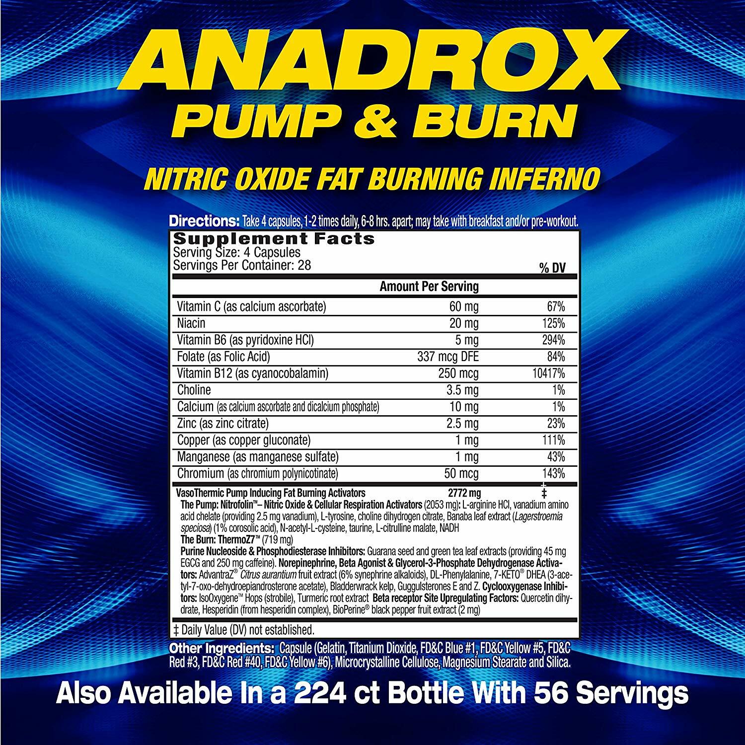 MHP ANADROX Pump & Burn Thermogenic Pre-Workout Fat Burner Pills 112 Capsules