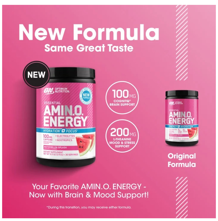 Optimum Nutrition Amino Energy Hydration Focus Watermelon 30 Servings