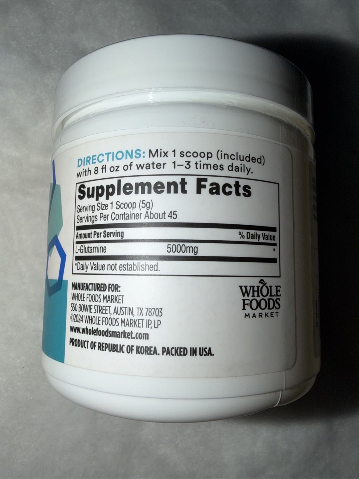 365 WFM, L-Glutamine Free-Form Powder, 8 oz. Exp. 05/28/2027