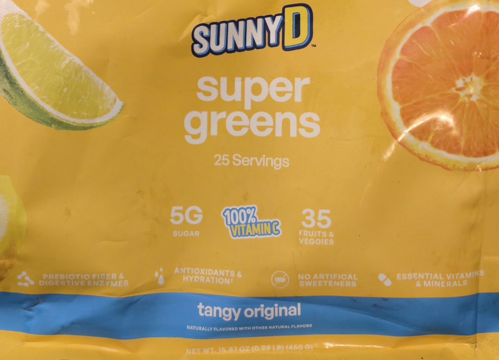 BE Amazing SUPER GREENS 1 Lb Size (25 Serv) Natural Sunny D Flavor BEST BY 10/26