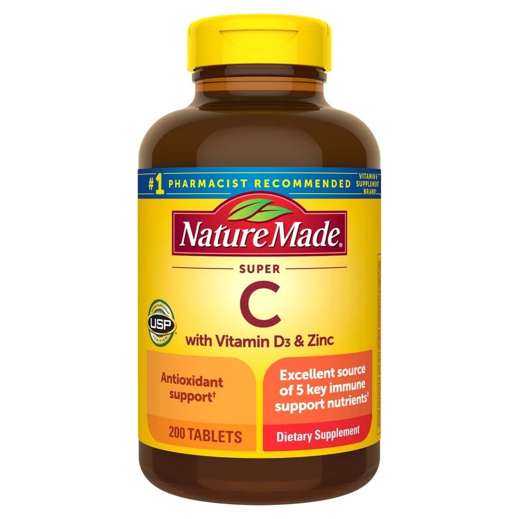 Nature Made Super C with Vitamin D3 & Zinc Supplement 200 Tablets