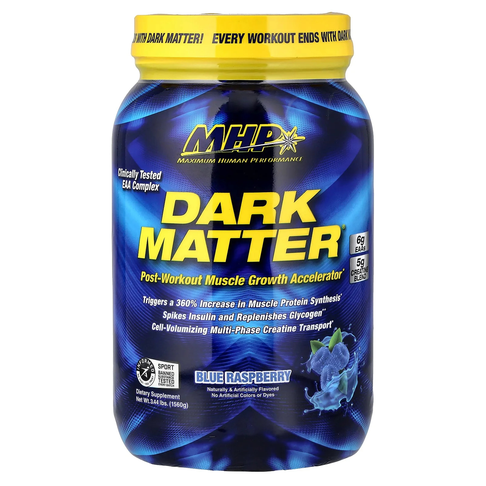 2 X MHP, DARK MATTER�, Post-Workout Muscle Growth Accelerator, Blue Raspberry,