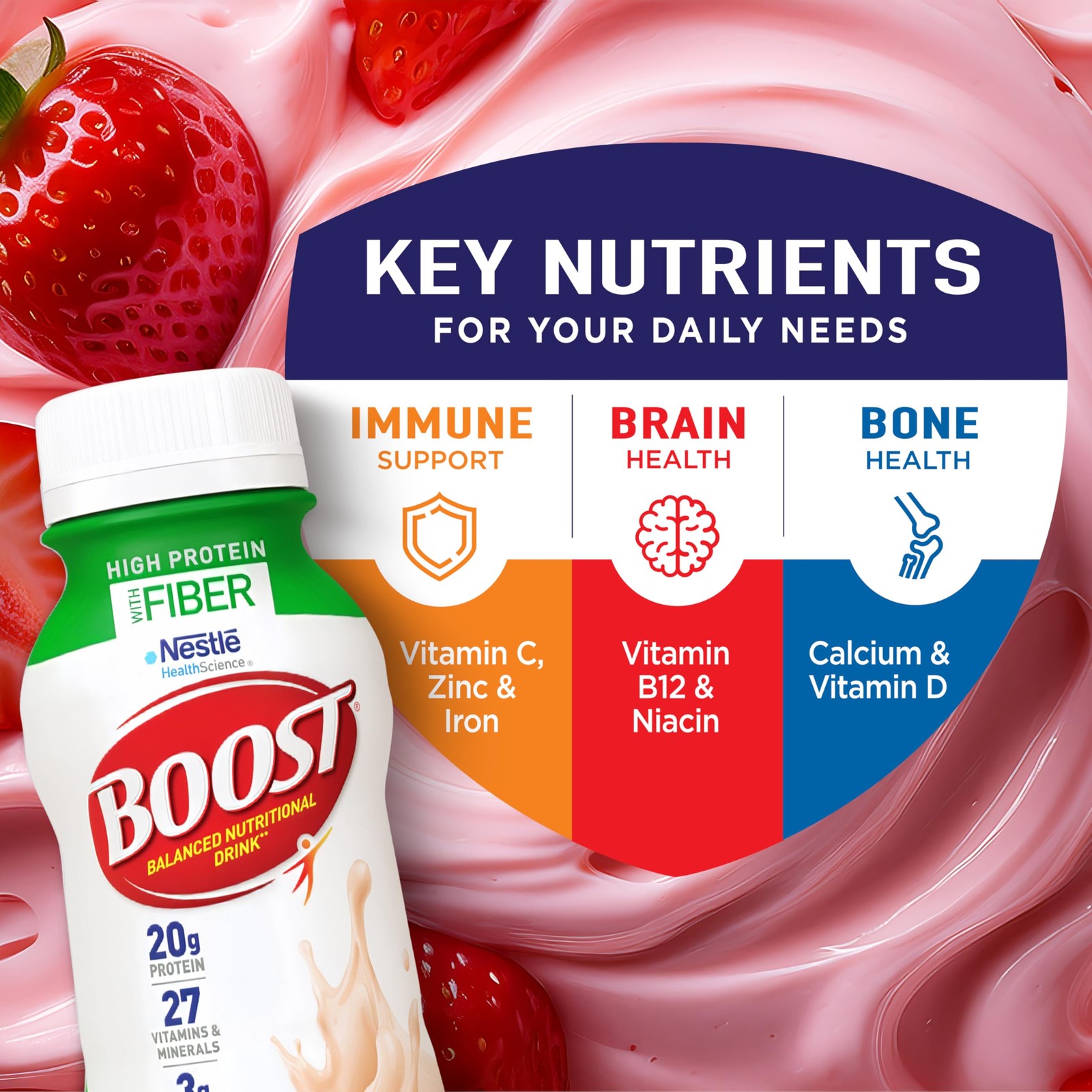 BOOST High Protein with Fiber Ready 192 Fl Oz (Pack of 1), Creamy Strawberry