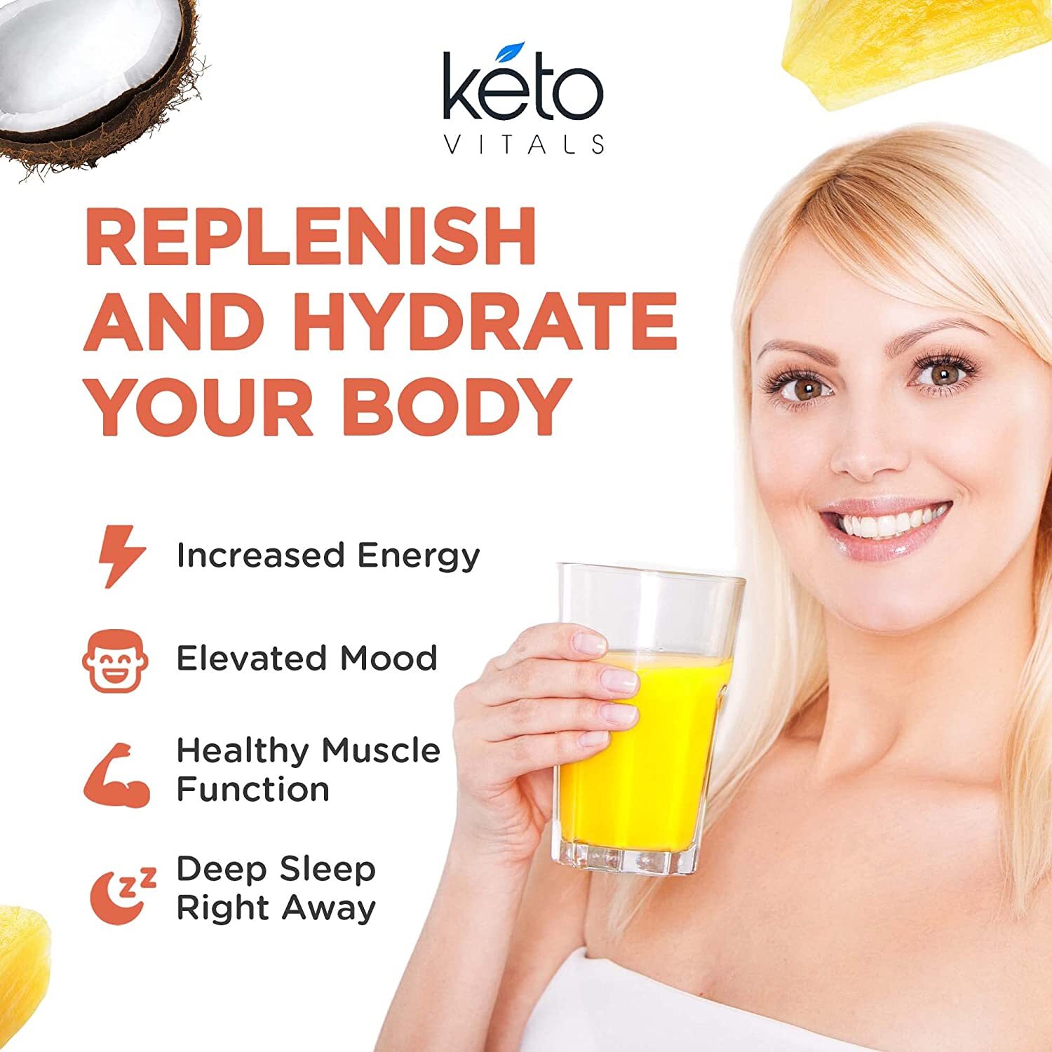 Keto Vitals Electrolyte Powder Pineapple Coconut Energy Drink