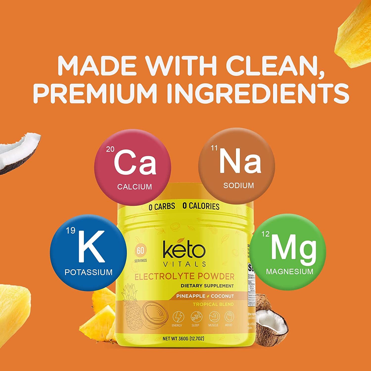Keto Vitals Electrolyte Powder Pineapple Coconut Energy Drink