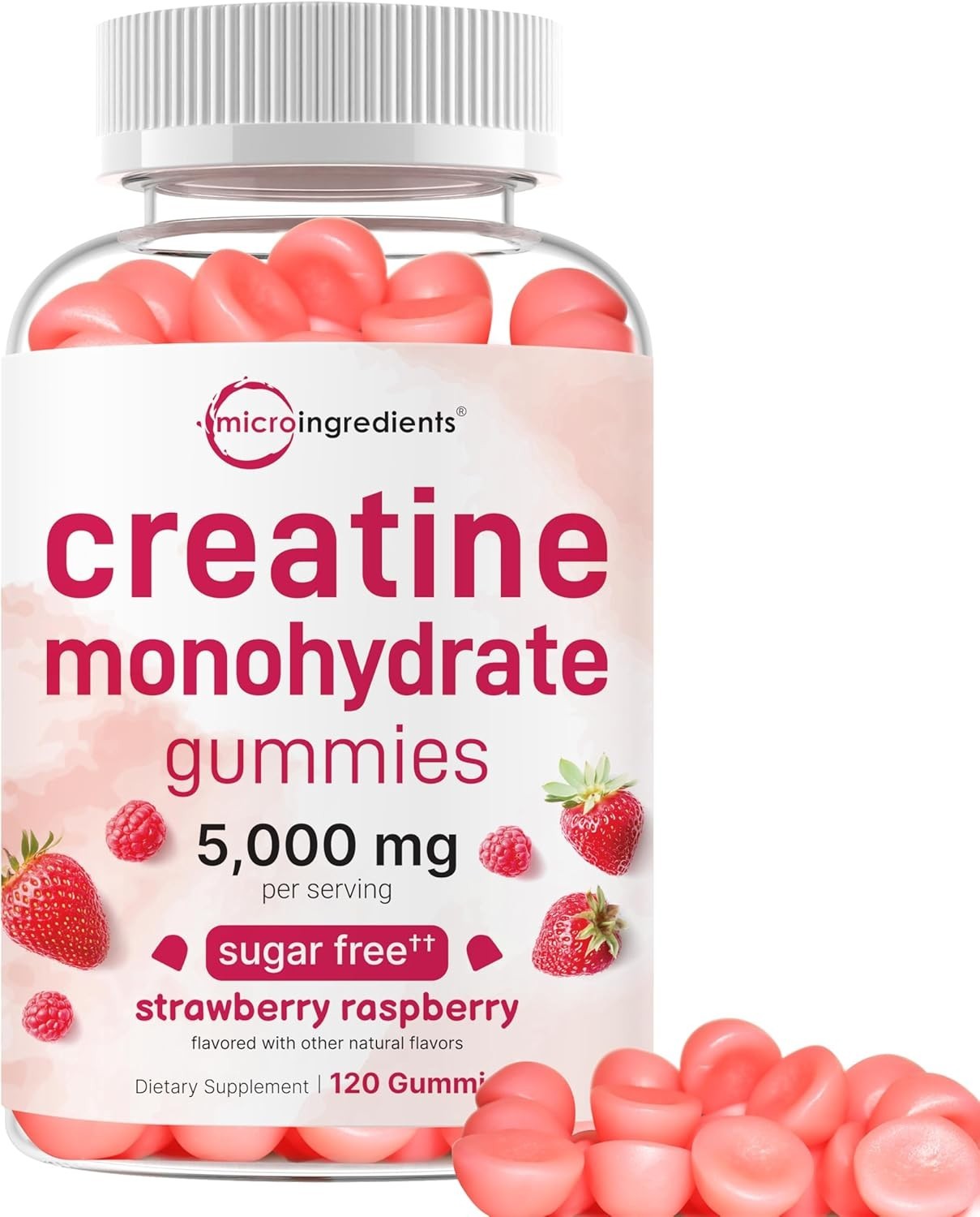 120 Count Strawberry Raspberry Creatine Gummies – Pre Workout & Recovery Boost