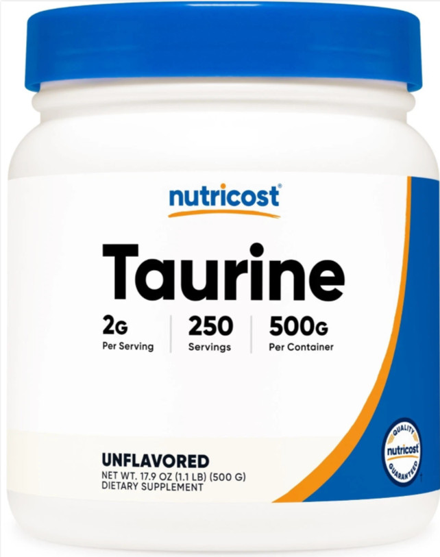 Nutricost Taurine Powder 500 Grams – 250 Servings, 2000mg Per Serving