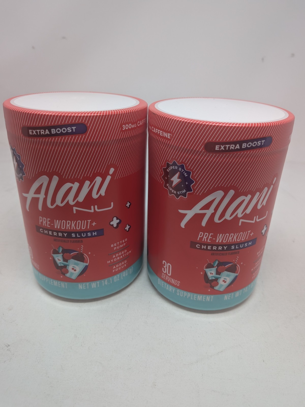 Alani Nu Pre-Workout + Extra Boost Cherry Slush 14.1 Oz. Pack of 2 300mg