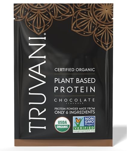 Truvani Organic Chocolate Protein Powder, 10 Pack, 11.6 oz