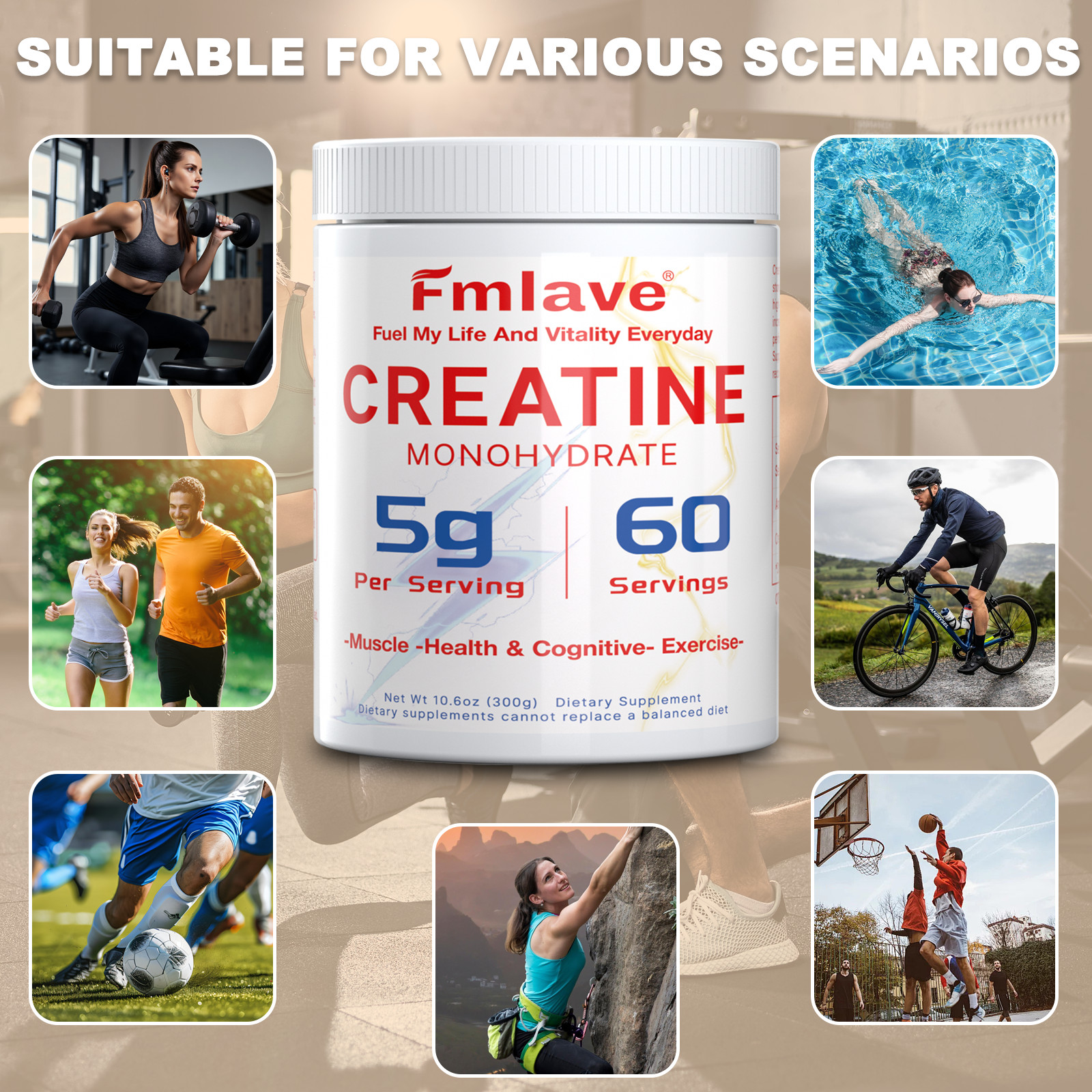 Creatine Monohydrate Powder for Women 60 Servings with Collagen Glute Builder