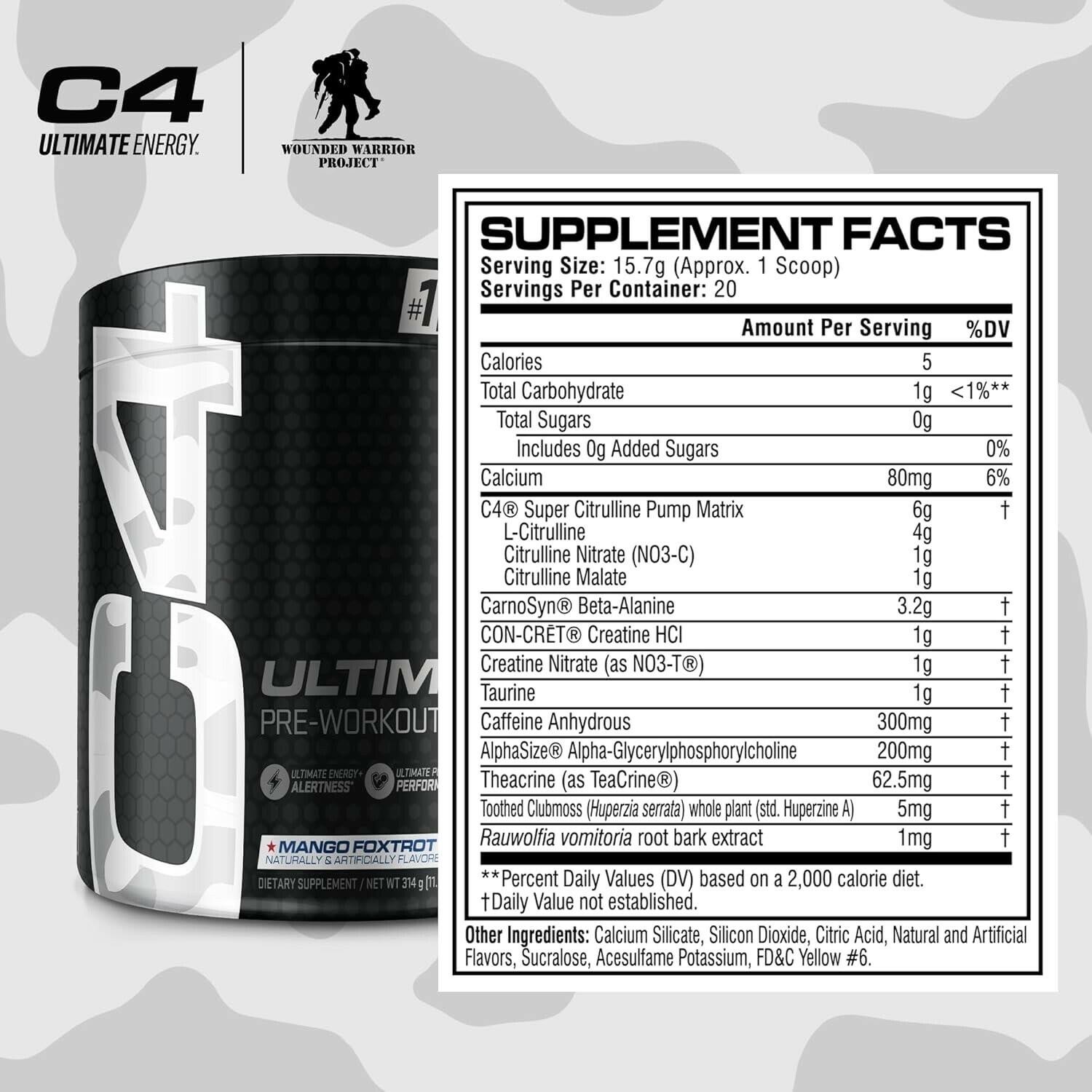 Cellucor C4 Ultimate x WWP Pre Workout Powder Mango Foxtrot – Sugar Free