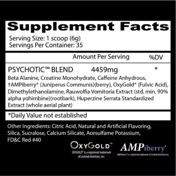 INSANE LABZ PSYCH-O-TIC Pre-Workout Powerhouse Energy Focus Endurance 35 Serving