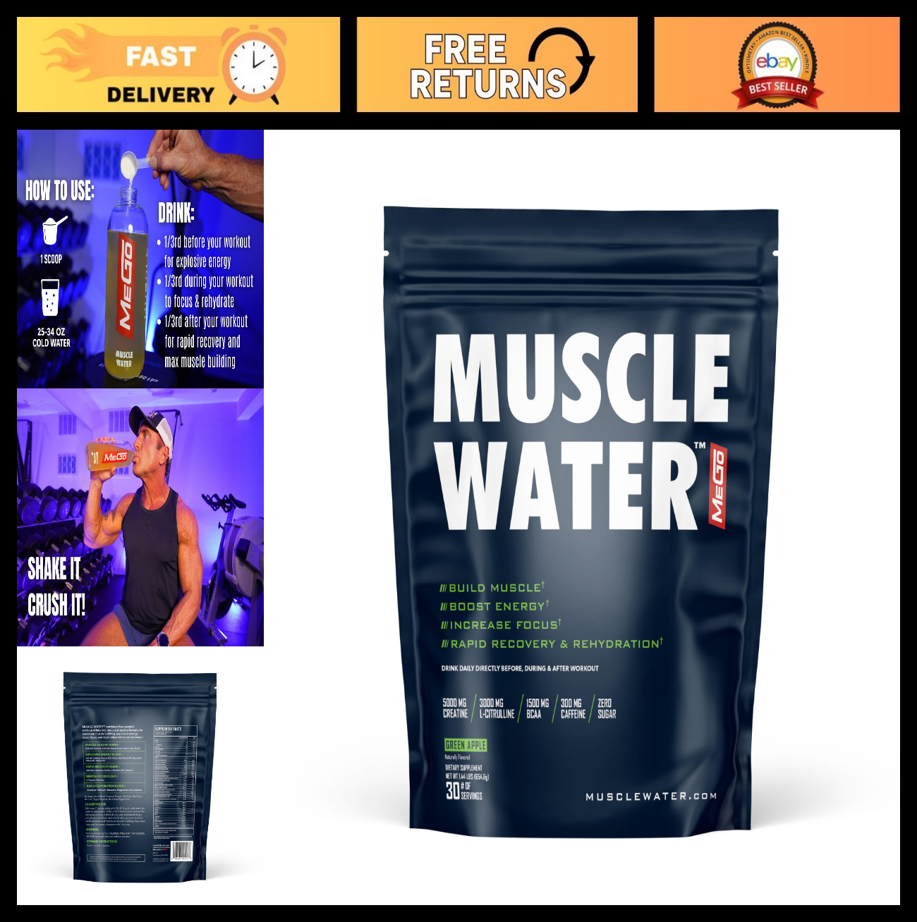 Pre Workout Powder for Energy & Pump | 5g Creatine, 300mg Caffeine | Sugar-Free