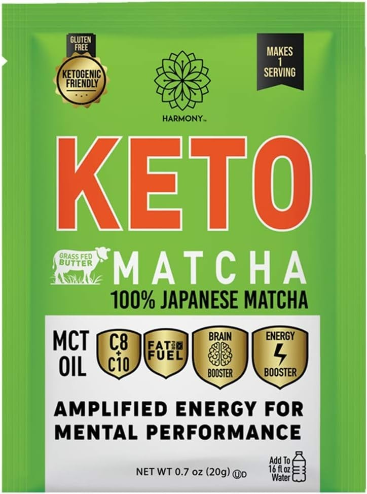 Harmony™Keto Matcha Single Serve To Go Packets 0.7Oz Gluten Free MCT Oil(3 Pack)