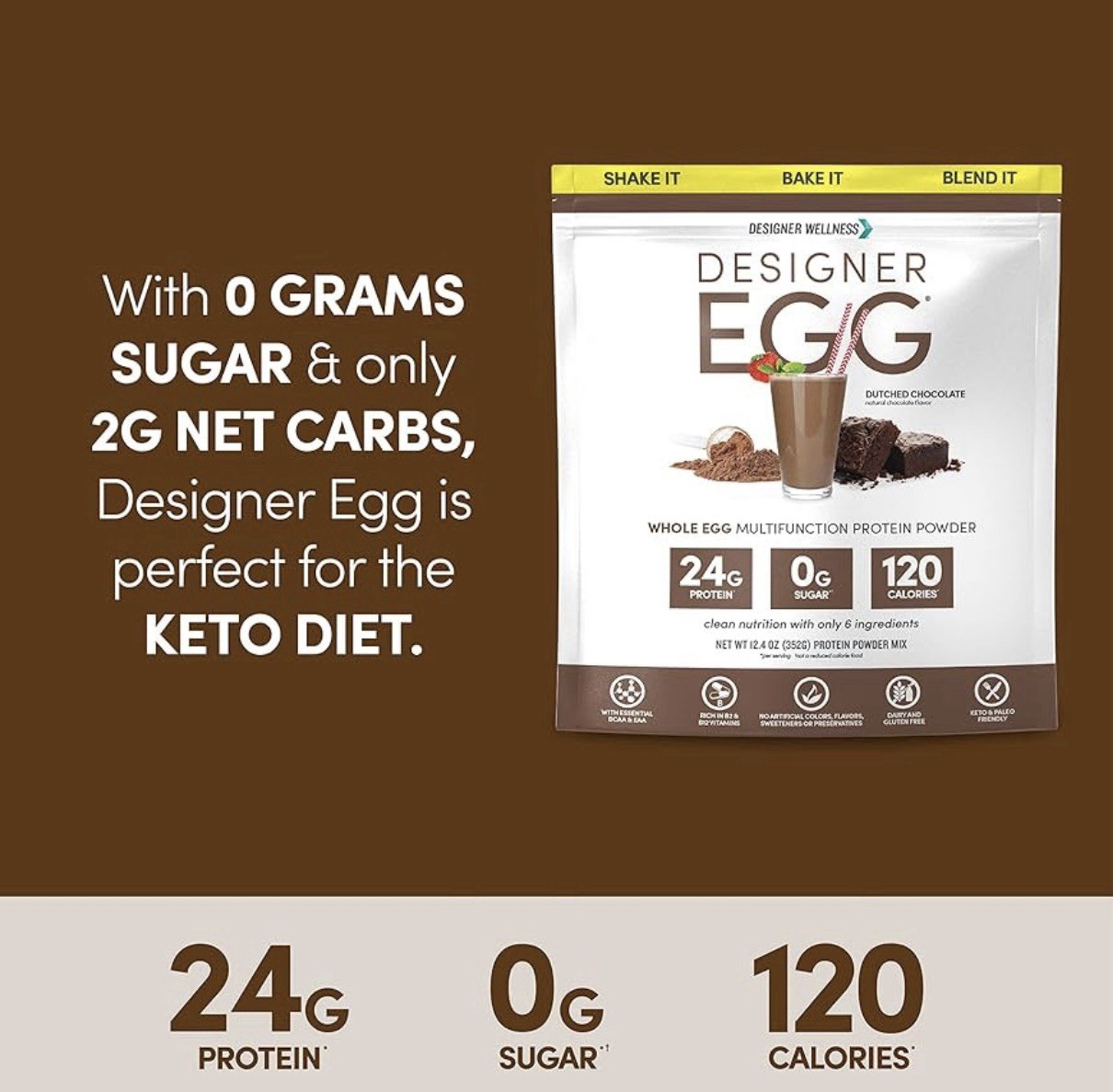 2x Designer Egg Whole Egg Multifunction Protein Powder, Dutch Chocolate, 05/2026