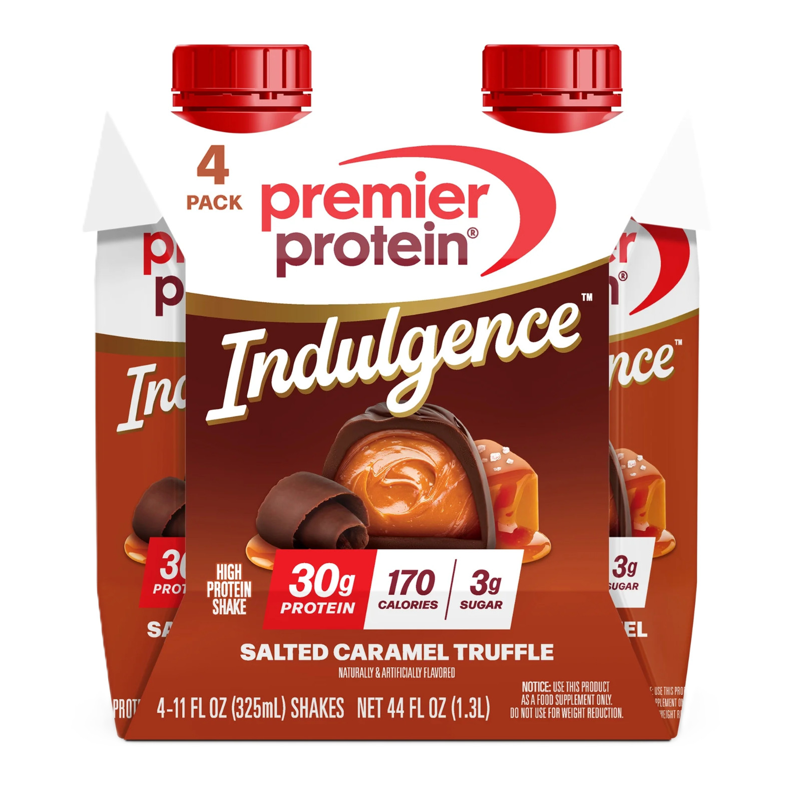 Premier Protein Indulgence Shake, Salted Caramel Truffle, 30g,11 fl oz, 4 Ct