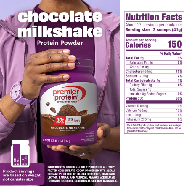 Premier Protein 100% Whey Protein Powder Chocolate Milkshake 30g 24.5 oz