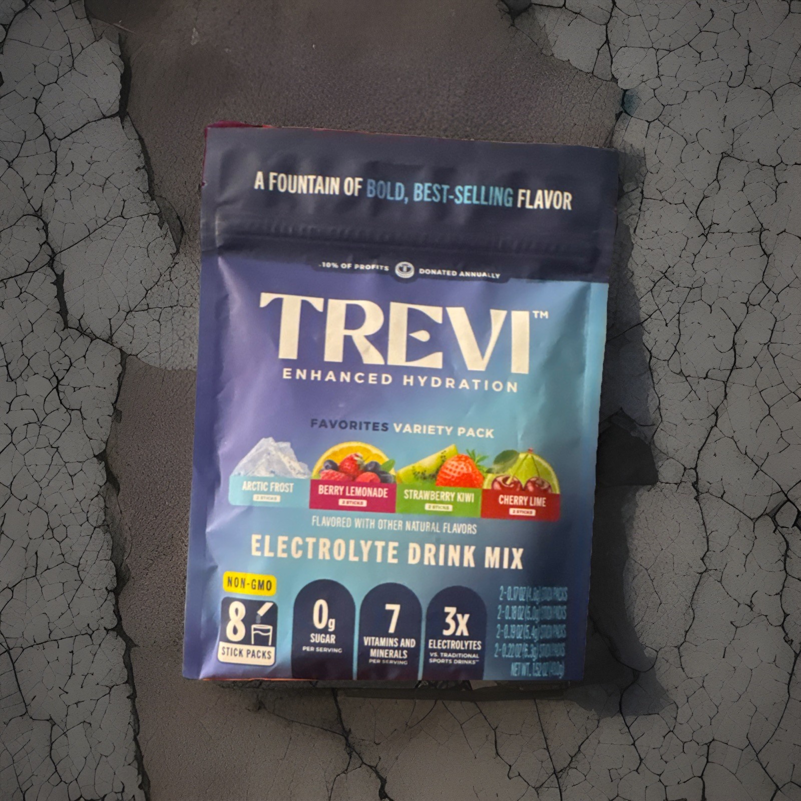 TREVI Electrolyte Drink Mix Sugar-Free Vegan Variety Pack 8 Sticks