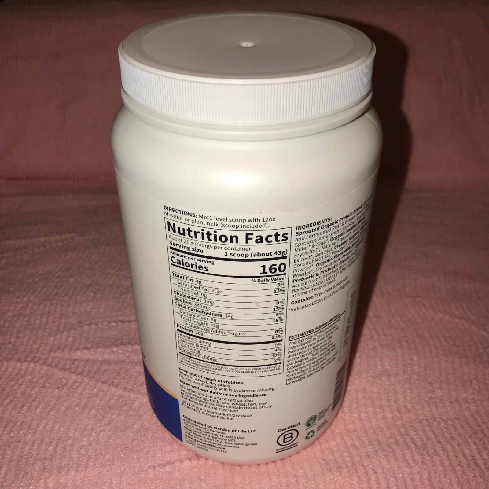 Garden of Life Organic Creamy Protein Oatmilk Powder Vanilla Cookie NEW 11/2025