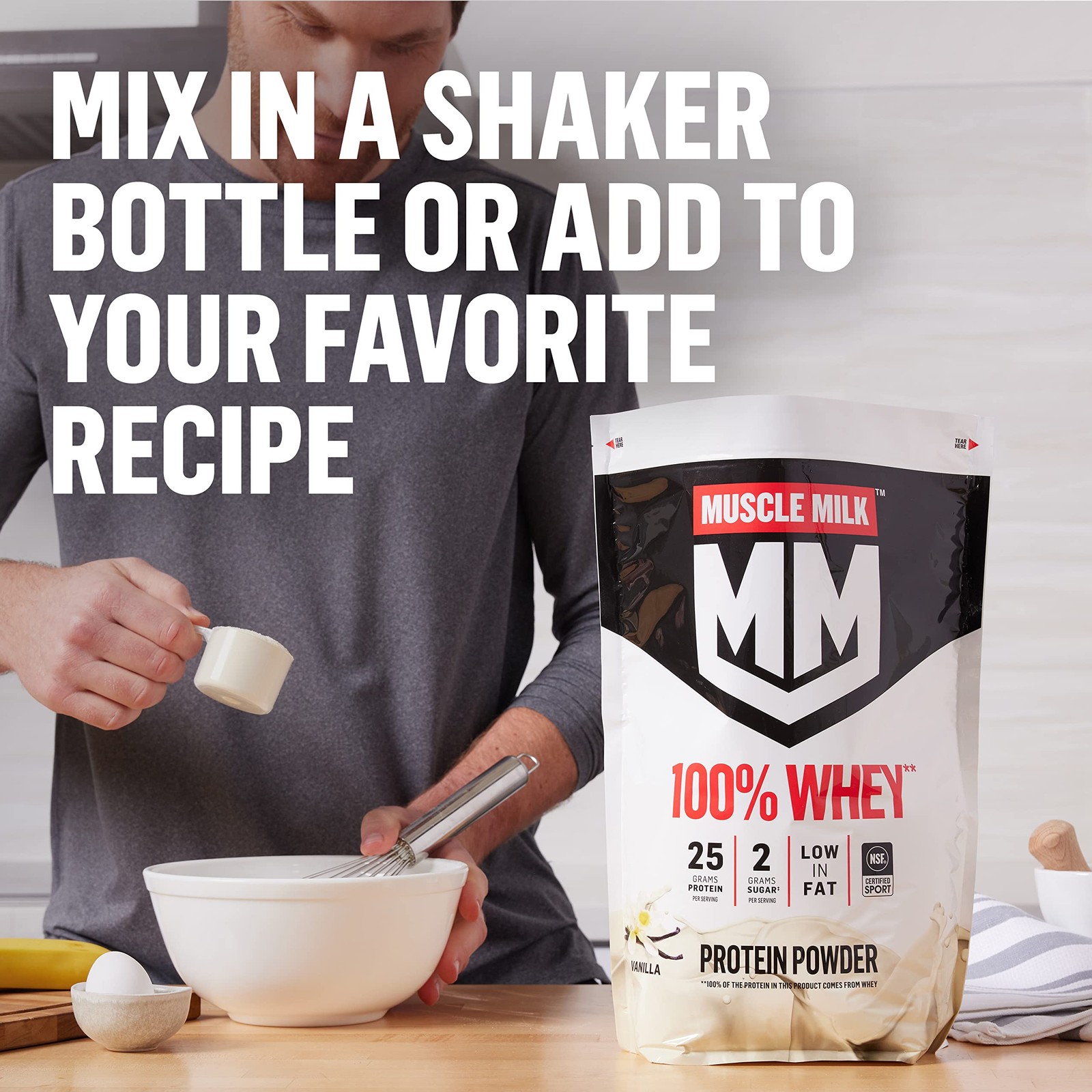 Muscle Milk 100 Whey Protein Powder Vanilla 5 Pound 68 Servings 25G Protein 2G