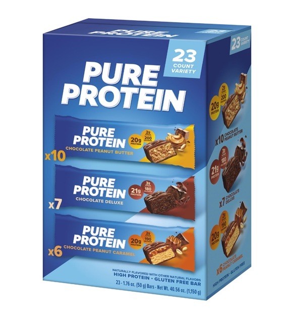 Pure Protein Variety Pack Protein Bars Gluten Free 50g, 23 Count (3 Flavors)