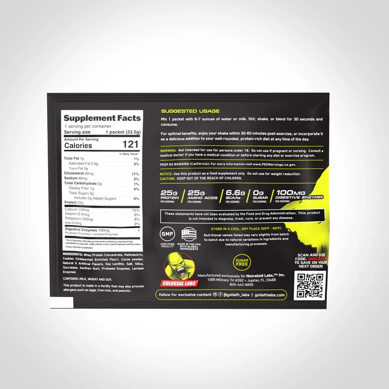 Monster Muscle Whey Protein Powder Travel Sample Single Serving Colossal Labs