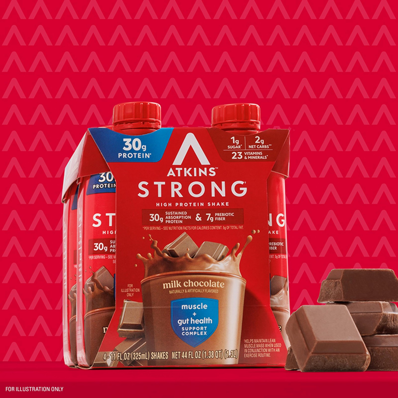 Atkins Strong High Protein Shake, Milk Chocolate, 30g 11 Fl Oz (Pack of 12)