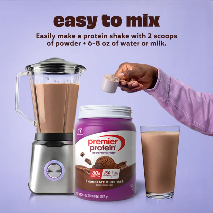 Premier Protein 100% Whey, Chocolate Milkshake, 30g, 24.5 oz