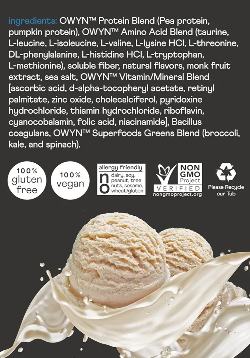 Owyn PLANT BASED PROTEIN 1lb (14 Servings) Natural Smooth Vanilla BEST BY 12/26