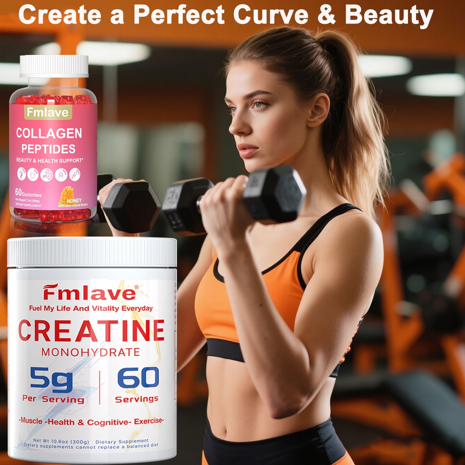 Creatine Monohydrate Powder for Women 60 Servings with Collagen Glute Builder