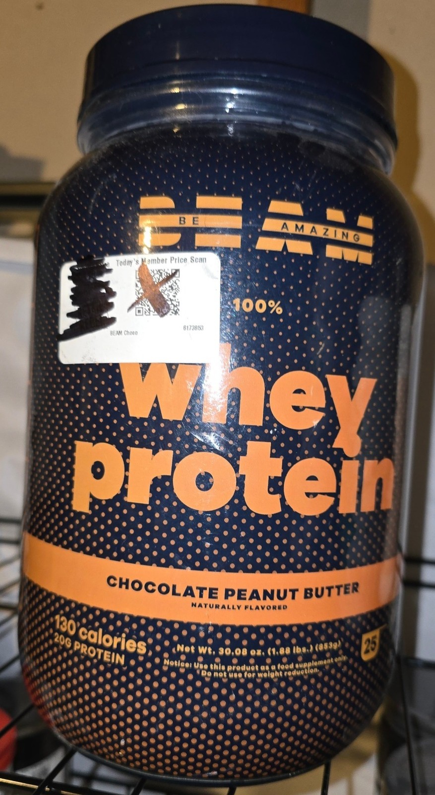 BEAM 100% Whey Protein Powder Chocolate Peanut Butter 25 Servings Exp 04/27