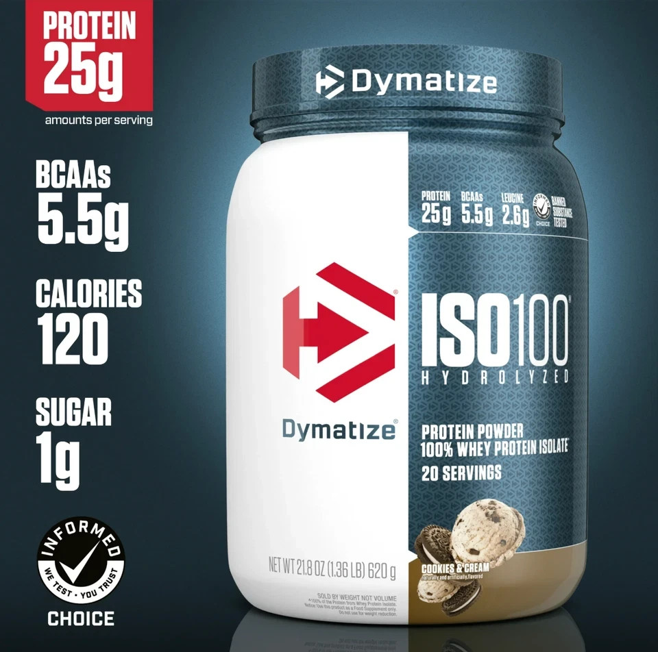 Dymatize ISO100 Hydrolyzed Isolate Protein Powder 100%, 20 Servings