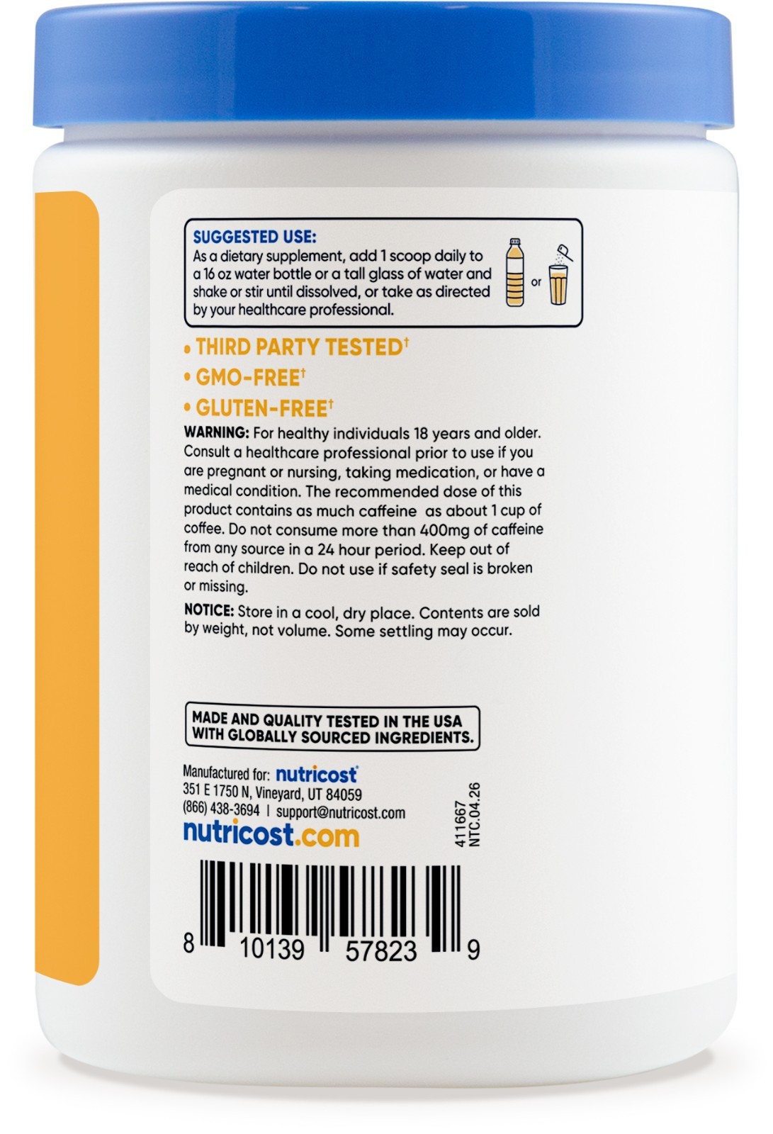 Nutricost Hydration + Energy Powder (Peach Mango) 60 Servings