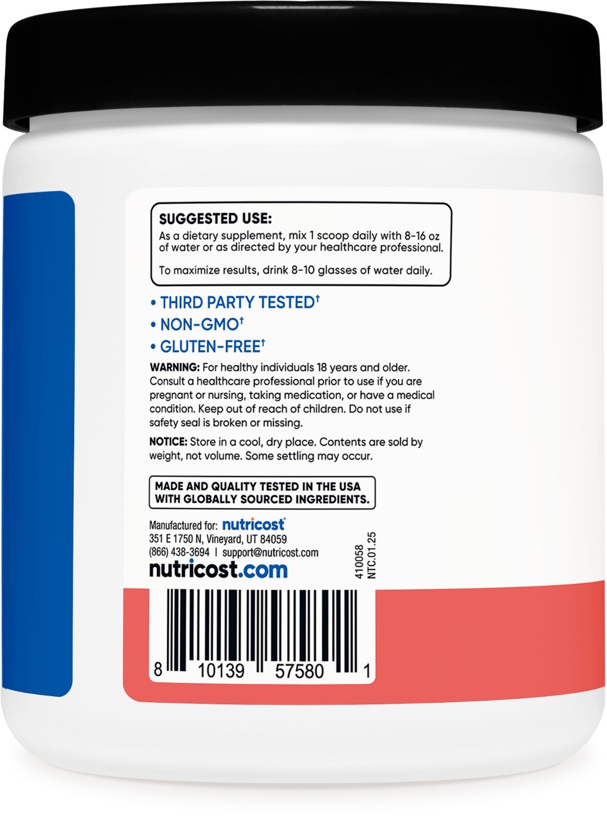 Nutricost Creatine Monohydrate + Hydration Watermelon Flavored, 30 Servings